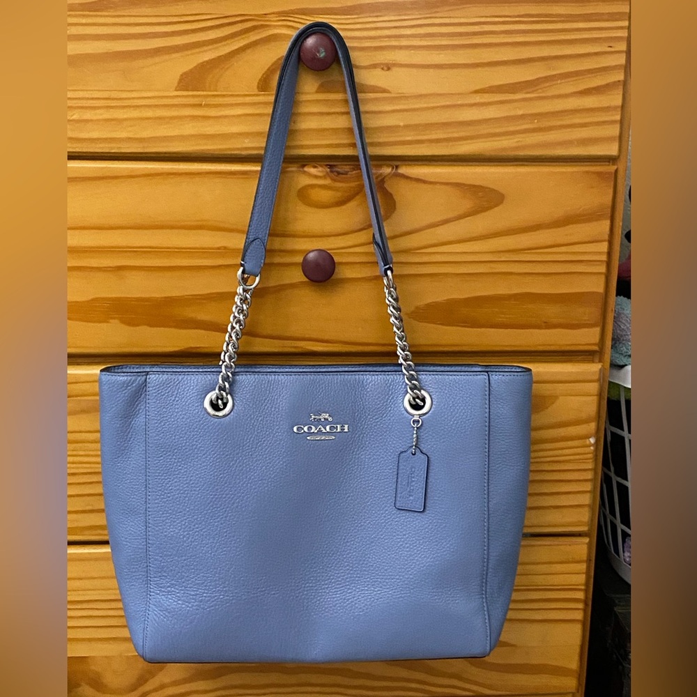 Coach Marlie Periwinkle Pebble Leather Tote w/Dust Bag